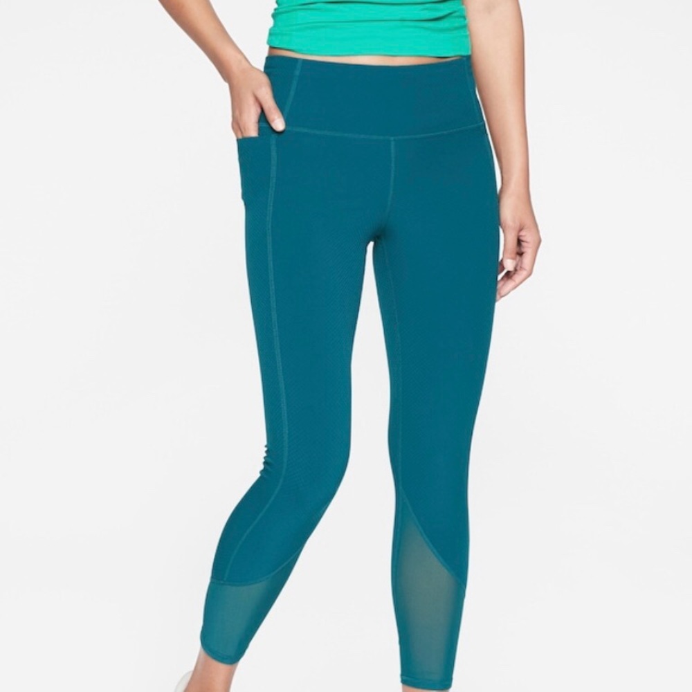 NWT Athleta Action  Mesh 7/8 Tight Teal S